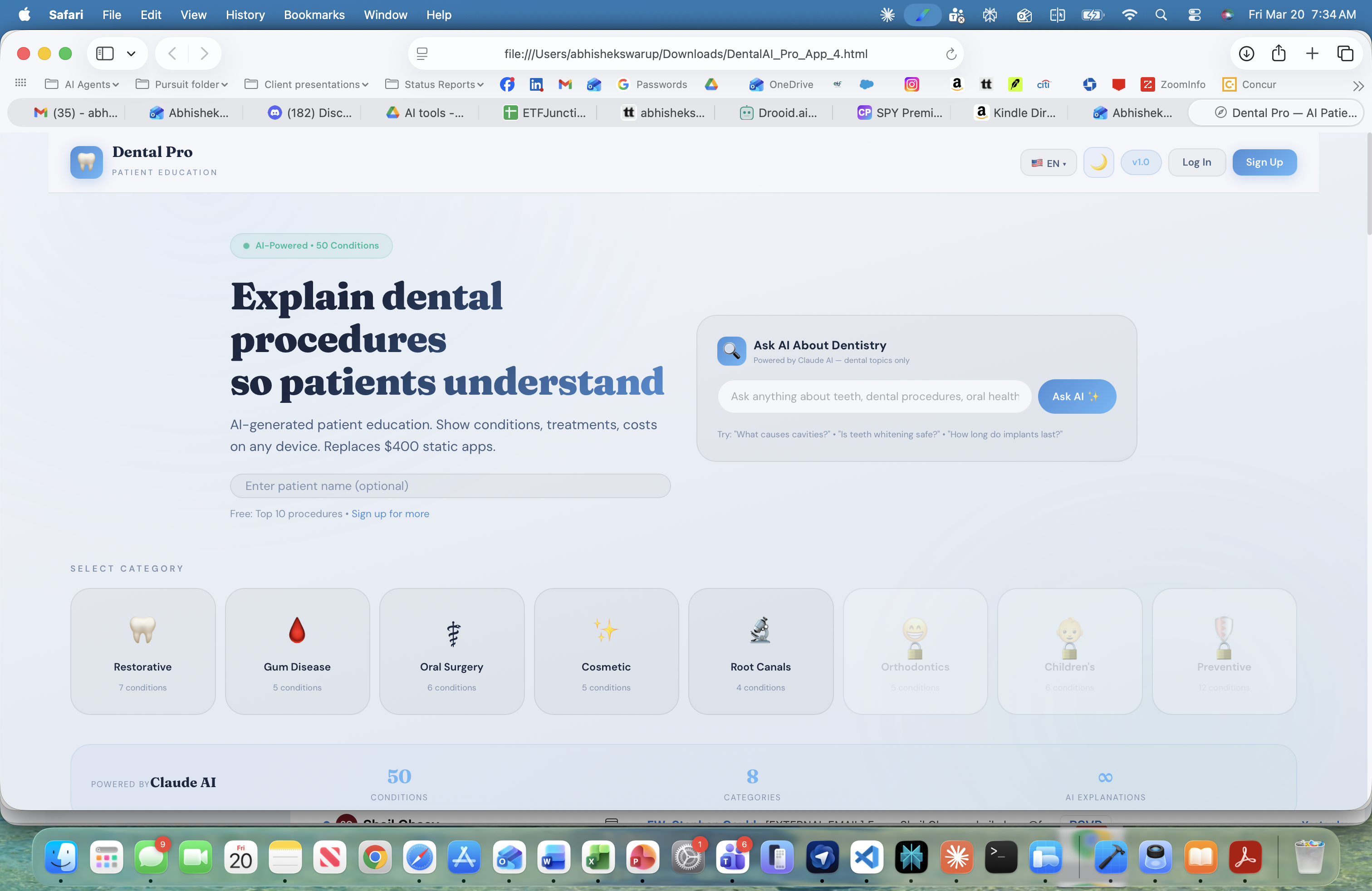 Dental Pro patient education platform screenshot